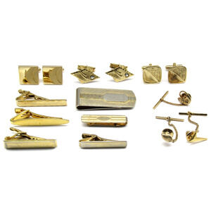 Cufflinks Lot 15 Gold Pieces, Anson & Swank Mixed Brands Men Vtg Accessories